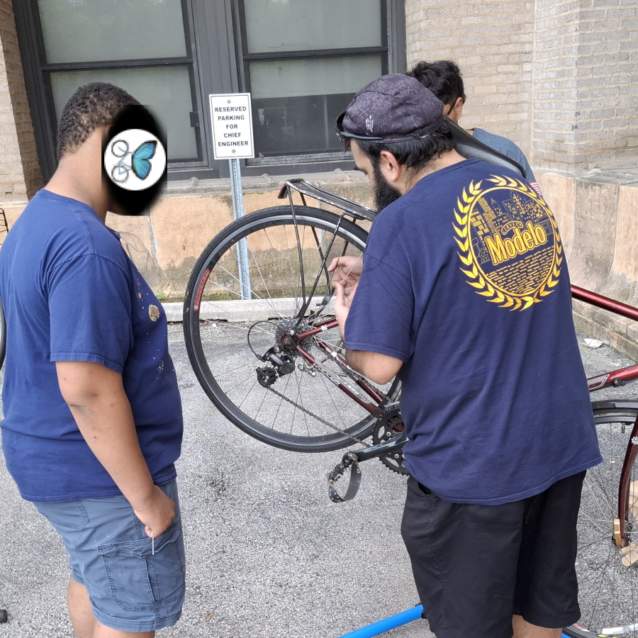 Adjusting a rear derailleur with a bike up on a stand